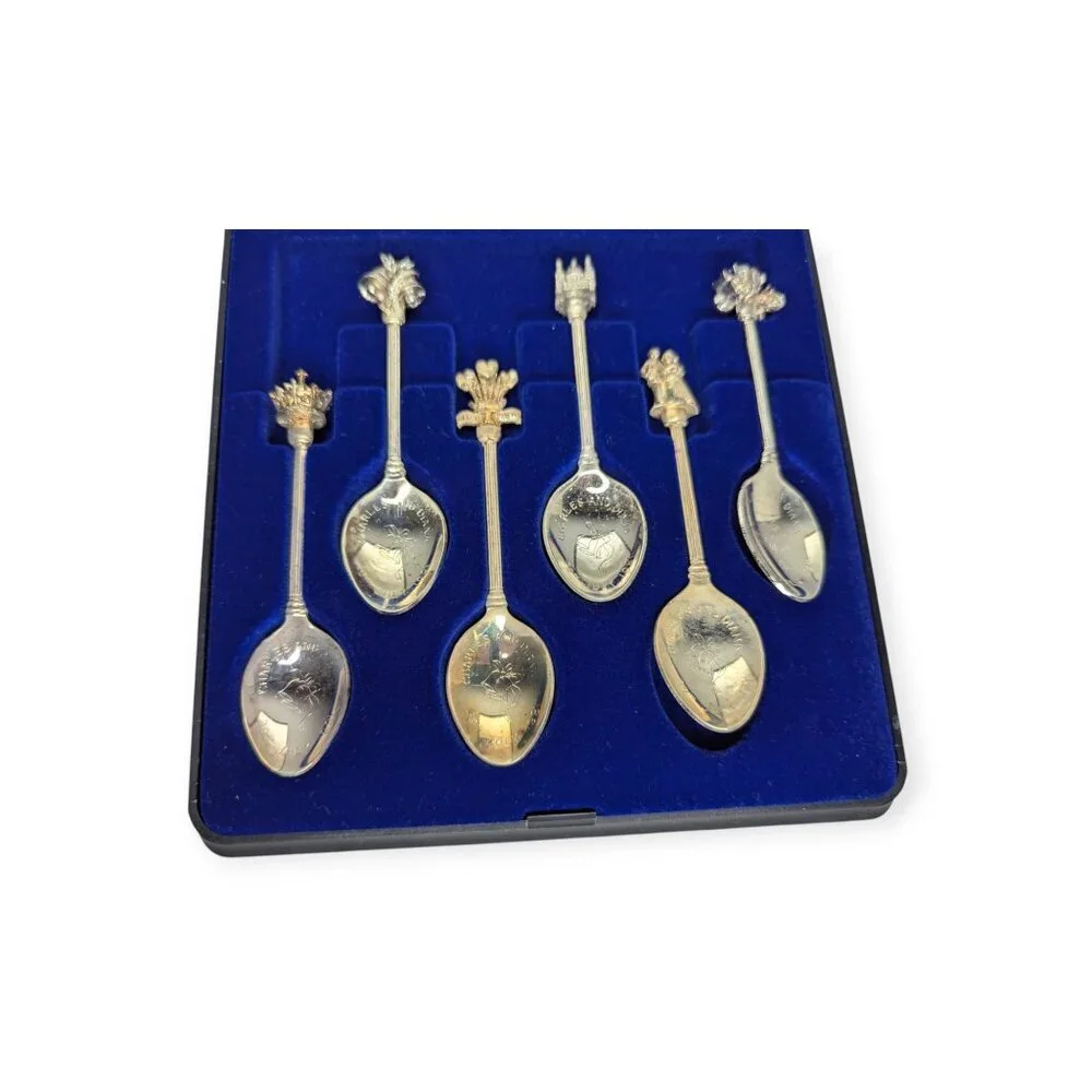 Vintage Exquisite Silver Plated Set of 6 Prince & Princess of Wales 1981 Spoons